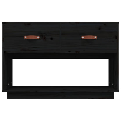 TV-Schrank Schwarz 90x40x60 cm Massivholz Kiefer