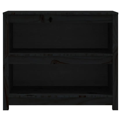 Bücherregal Schwarz 80x35x68 cm Massivholz Kiefer