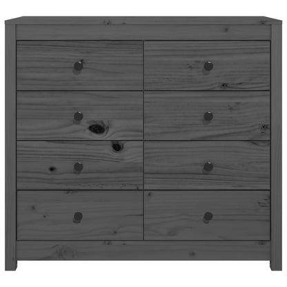 Beistellschrank Grau 100x40x90 cm Massivholz Kiefer