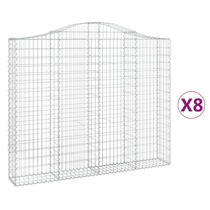 Gabionen mit Hochbogen 8 Stk. 200x30x160/180cm Verzinktes Eisen
