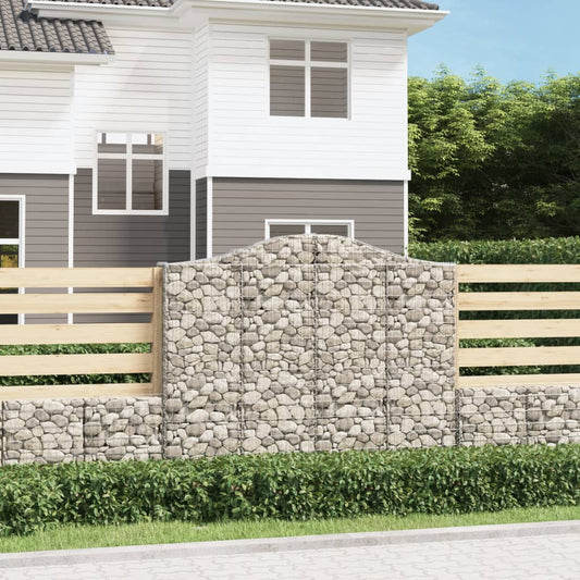 Gabionen mit Hochbogen 8 Stk. 200x30x160/180cm Verzinktes Eisen