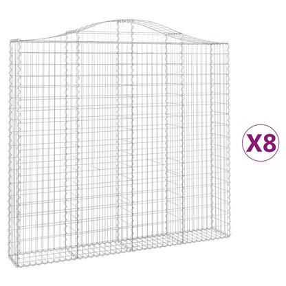 Gabionen mit Hochbogen 8 Stk. 200x30x180/200cm Verzinktes Eisen
