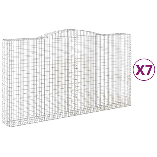 Gabionen mit Hochbogen 7 Stk. 400x50x220/240cm Verzinktes Eisen