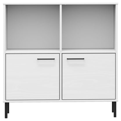 Bücherregal OSLO mit Metallbeinen Weiß 90x35x90,5 cm Massivholz