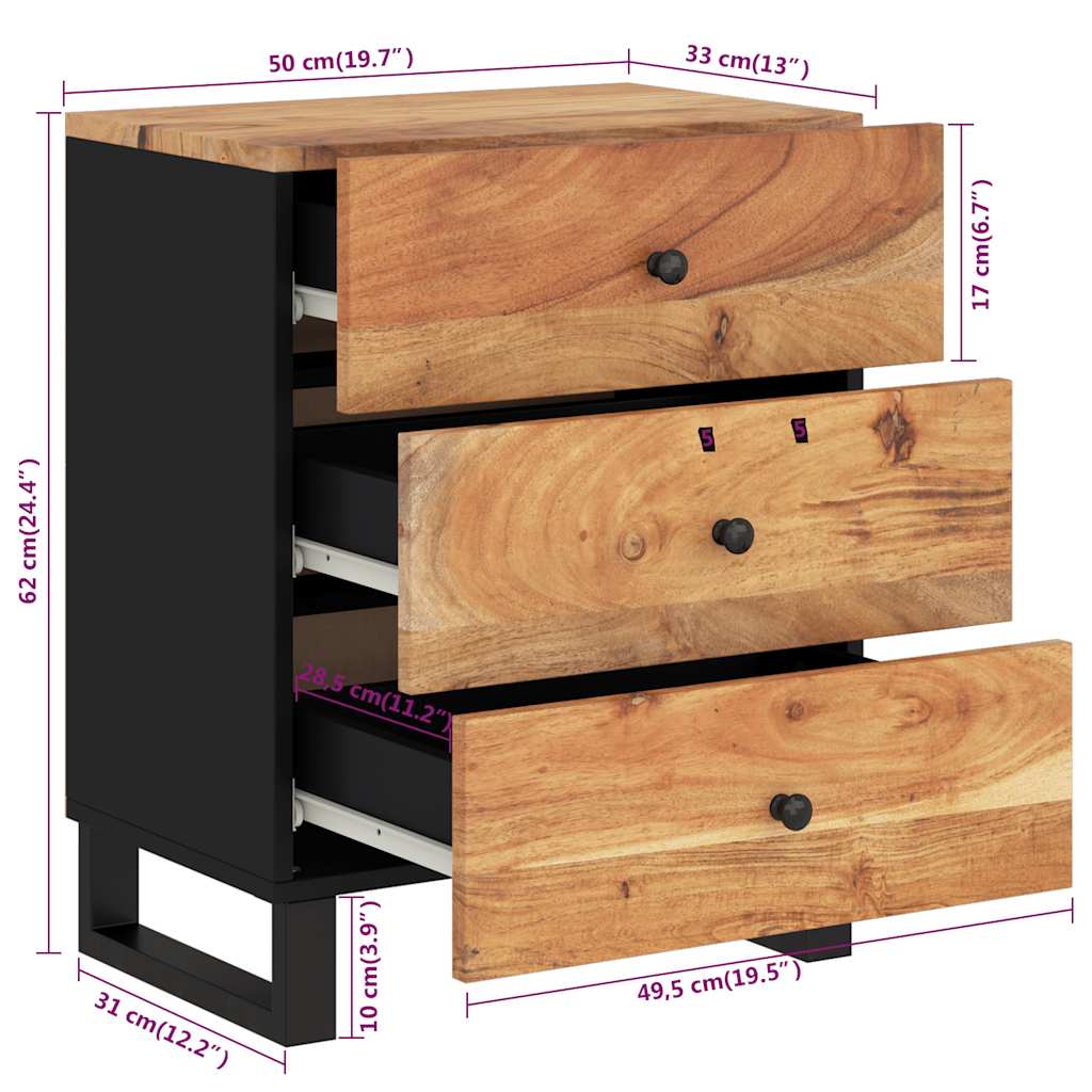Nachttisch 50x33x62 cm Massivholz Akazie & Holzwerkstoff