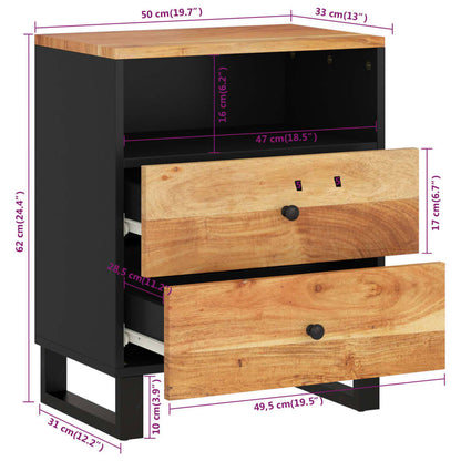 Nachttisch 50x33x62 cm Massivholz Akazie & Holzwerkstoff