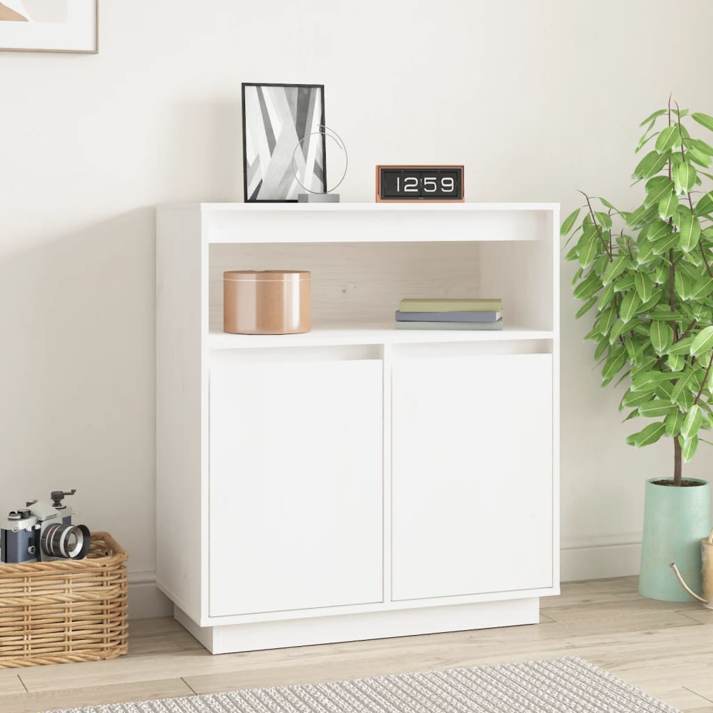 Sideboard Weiß 70x34x80 cm Massivholz Kiefer