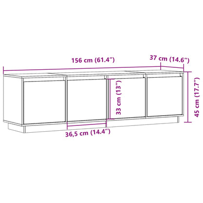 TV-Schrank Weiß 156x37x45 cm Massivholz Kiefer