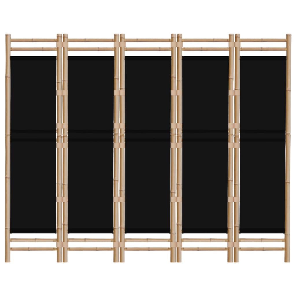 5-tlg. Paravent Faltbar 200 cm Bambus und Canvas