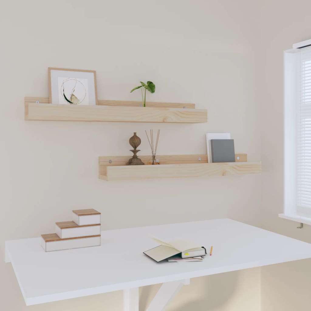 Wandregale 2 Stk. 80x12x9 cm Massivholz Kiefer