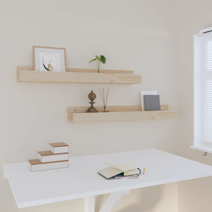 Wandregale 2 Stk. 80x12x9 cm Massivholz Kiefer