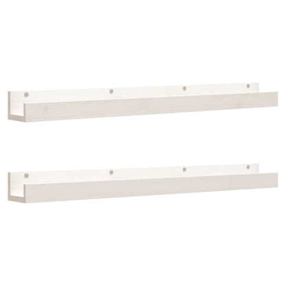 Wandregale 2 Stk. Weiß 110x12x9 cm Massivholz Kiefer