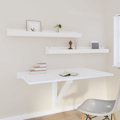 Wandregale 2 Stk. Weiß 110x12x9 cm Massivholz Kiefer