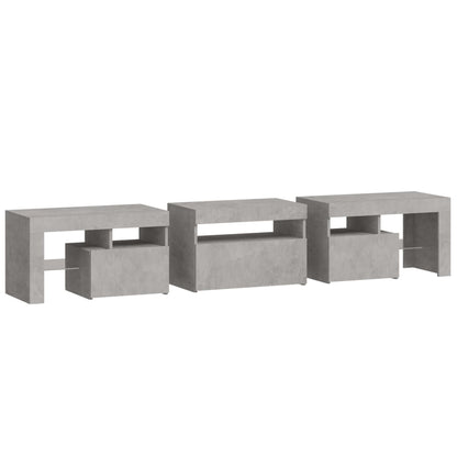 TV-Schrank mit LED-Leuchten Betongrau 200x36,5x40 cm