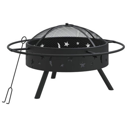 Feuerschale mit Schürhaken 70 cm XXL Stahl