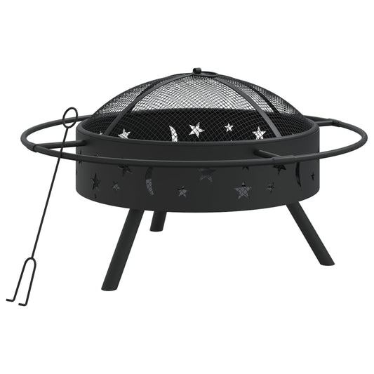 Feuerschale mit Schürhaken 70 cm XXL Stahl