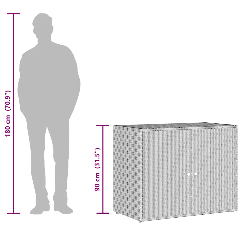 Gartenschrank Schwarz 100 x 55,5 x 80 cm Poly Rattan