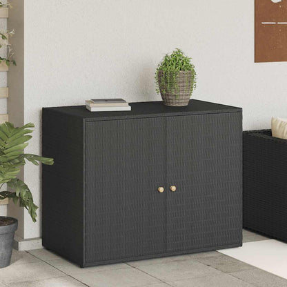 Gartenschrank Schwarz 100 x 55,5 x 80 cm Poly Rattan