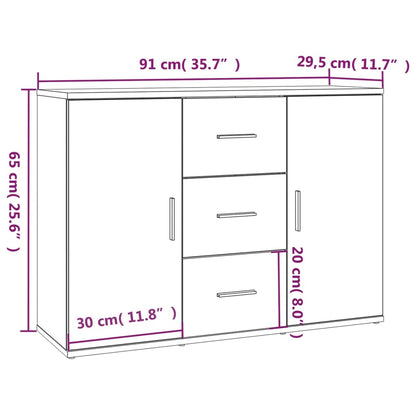 Sideboard Sonoma-Eiche 91x29,5x65 cm Holzwerkstoff