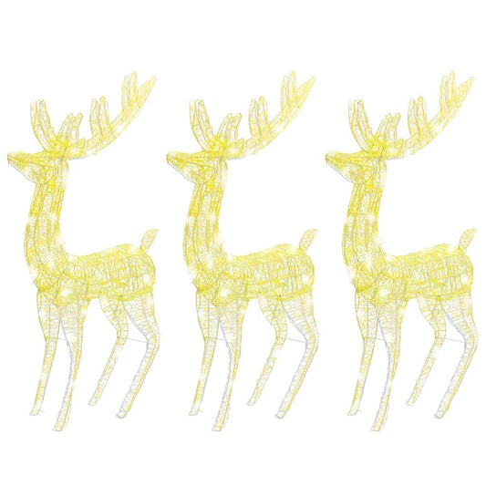 XXL Rentiere Weihnachtsdekoration Acryl 250 LED 3 Stk. 180 cm