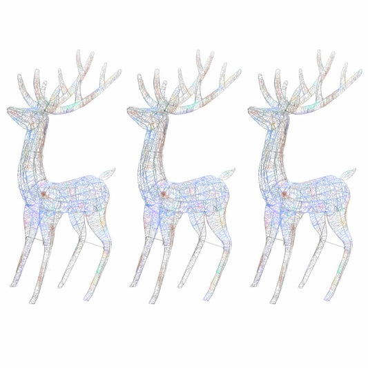 XXL Rentiere Weihnachtsdekoration Acryl 250 LED 3 Stk. 180 cm