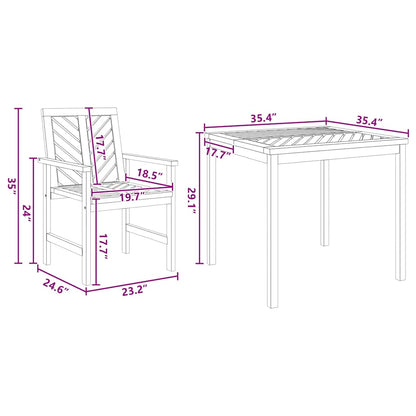Garten Essgruppe 3 pcs Braun 90 x 90 x 74 cm Akazie Massivholz