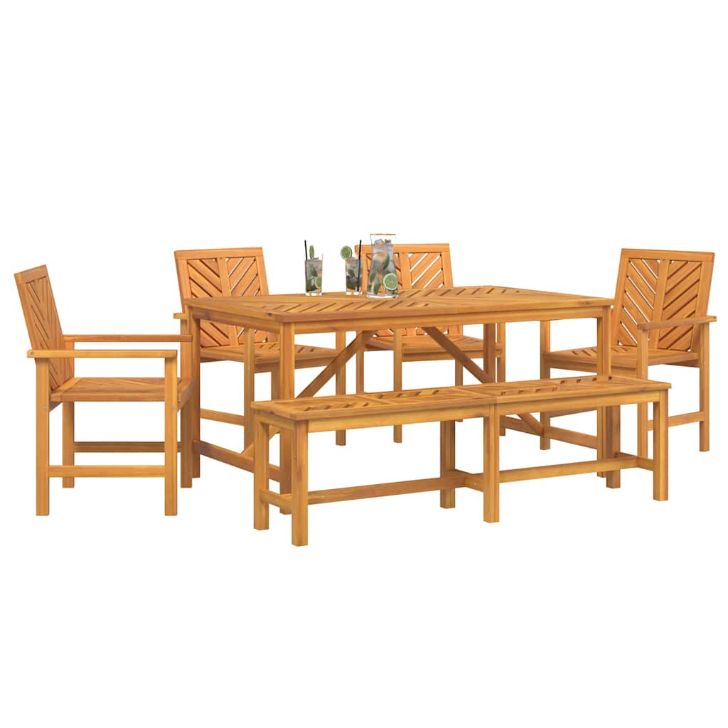 Garten Essgruppe 6 pcs Braun 150 x 90 x 74 cm Akazie Massivholz