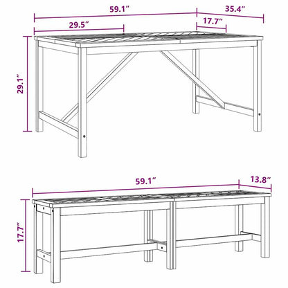 Garten Essgruppe 3 pcs Braun 150 x 90 x 74 cm Akazie Massivholz