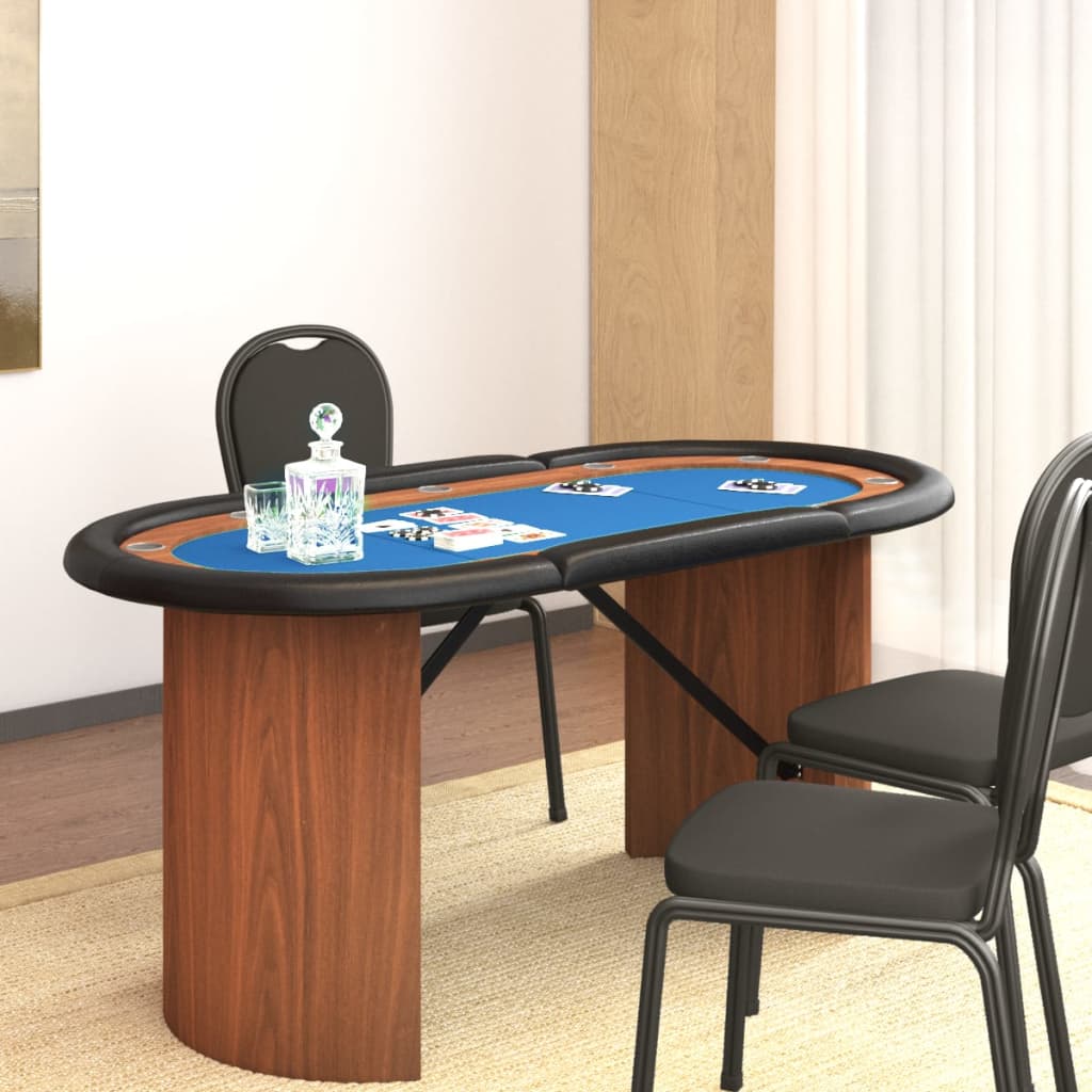 Pokertisch 10 Spieler Blau 160x80x75 cm