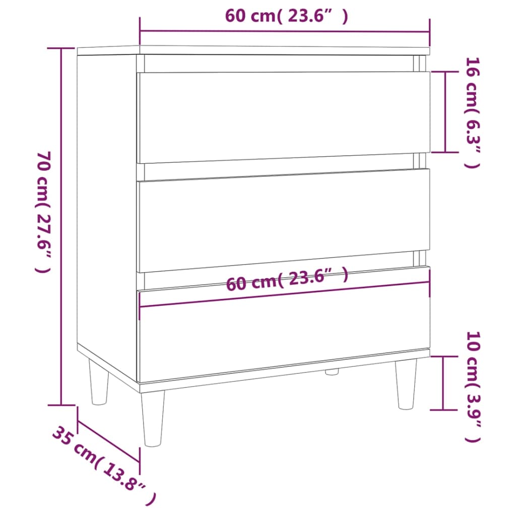 Sideboard Hochglanz-Weiß 60x35x70 cm Holzwerkstoff