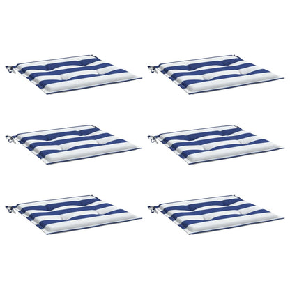 Gartenstuhl-Kissen 6 Stk. Blau & Weiß Gestreift 50x50x4cm Stoff