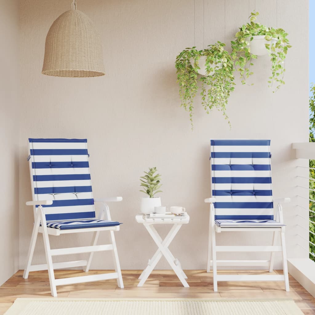 Hochlehner-Auflagen 2 Stk. Blau & Weiß Gestreift Stoff