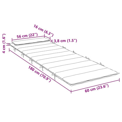 Sonnenliegen-Auflage Grau 180x60x4 cm Oxford-Gewebe