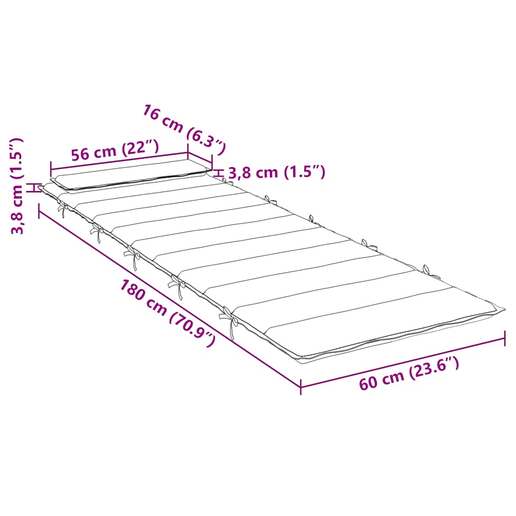 Sonnenliegen-Auflage Blau&Weiß Gestreift 180x60x4 Oxford-Gewebe
