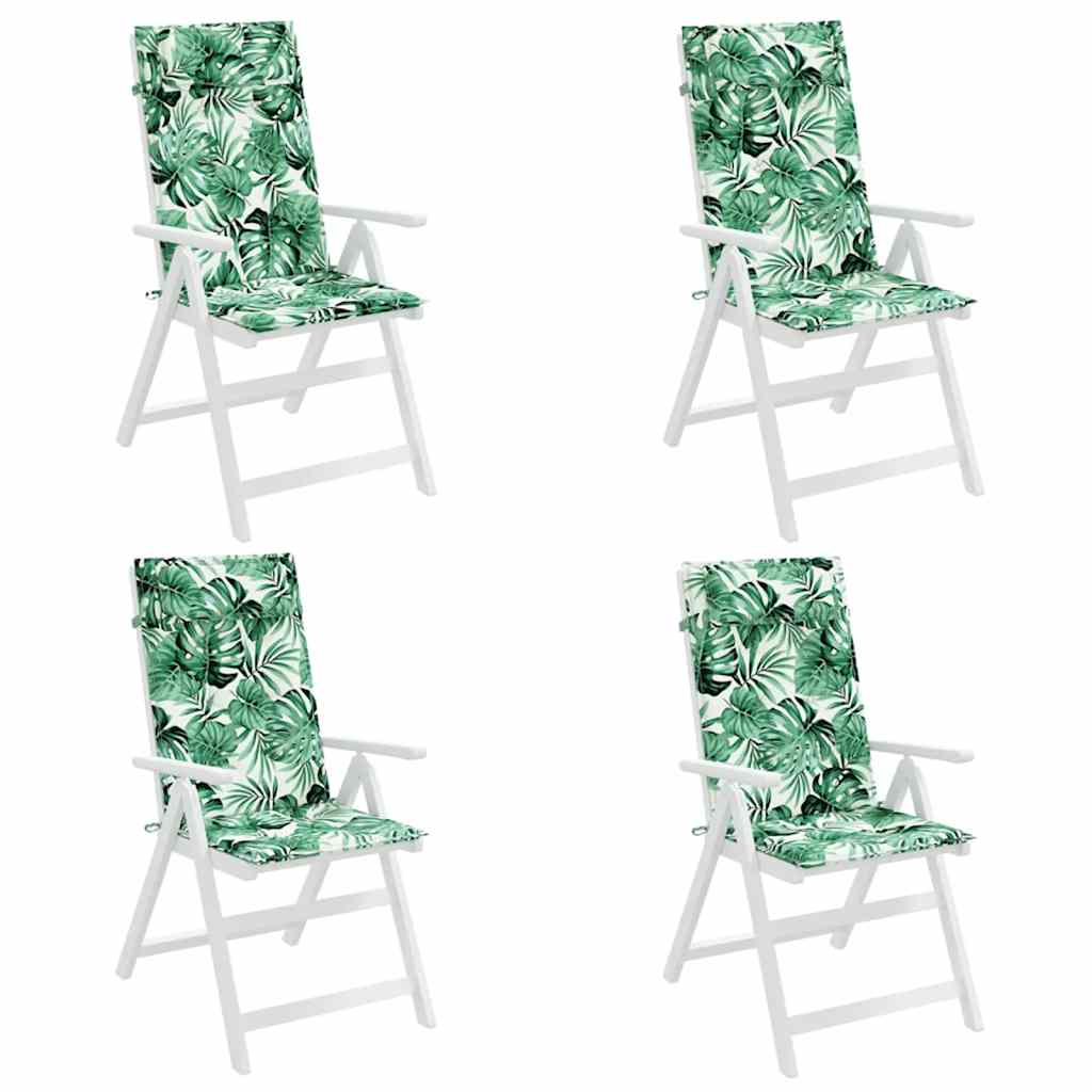 Hochlehner-Auflagen 4 Stk. Blattmuster Oxford-Gewebe