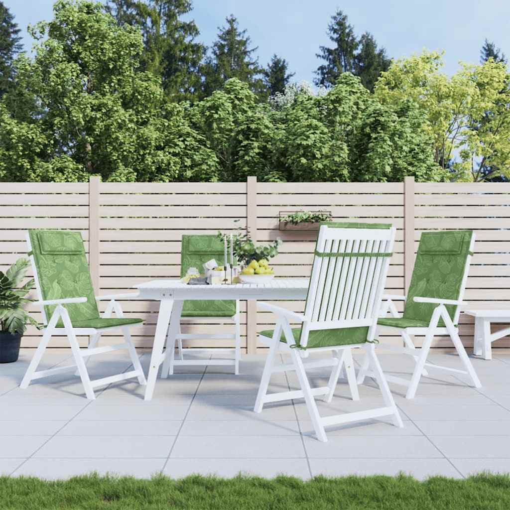 Hochlehner-Auflagen 4 Stk. Blattmuster Oxford-Gewebe