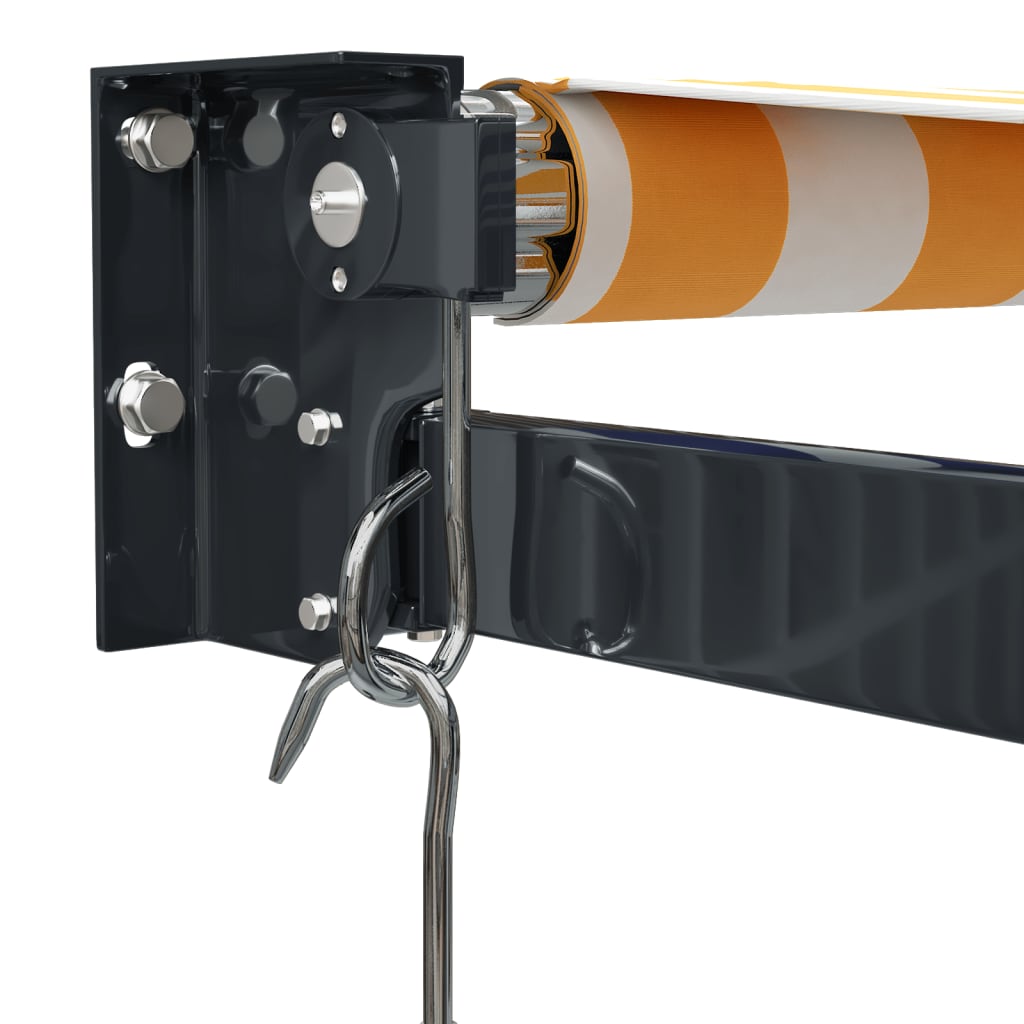Markise Einziehbar Gelb und Weiß 5x3 m Stoff und Aluminium
