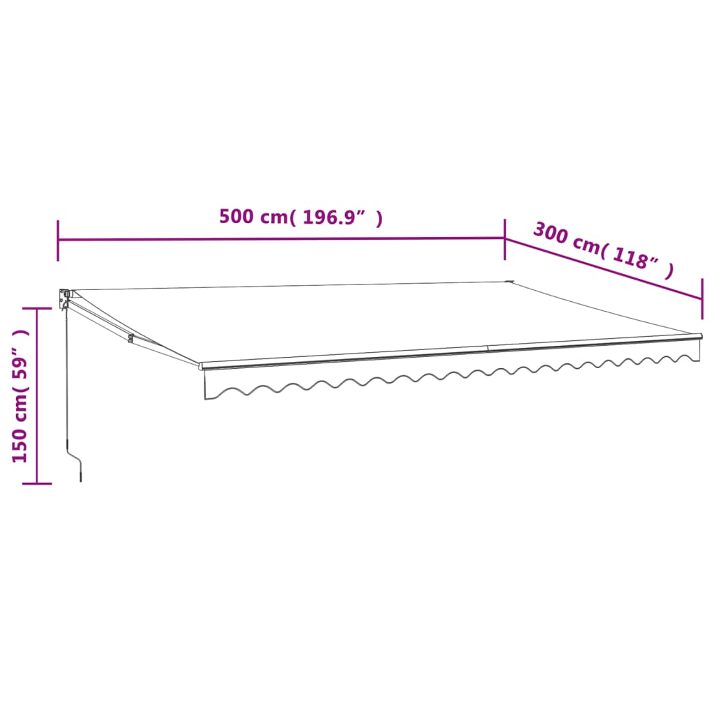 Markise Einziehbar Gelb und Weiß 5x3 m Stoff und Aluminium