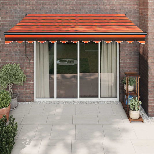 Markise Einziehbar Orange und Braun 3,5x2,5 m Stoff & Aluminium