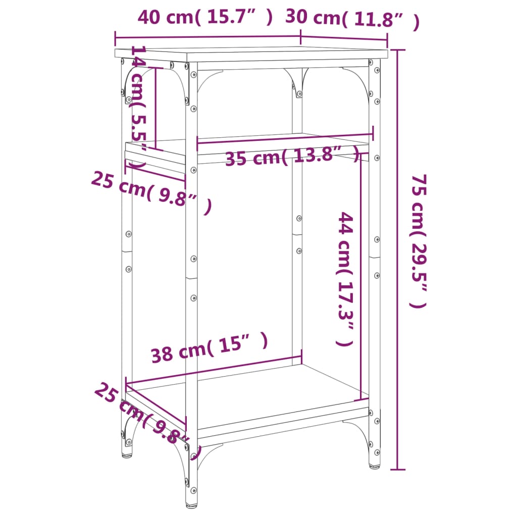 Beistelltisch Sonoma-Eiche 40x30x75 cm Holzwerkstoff