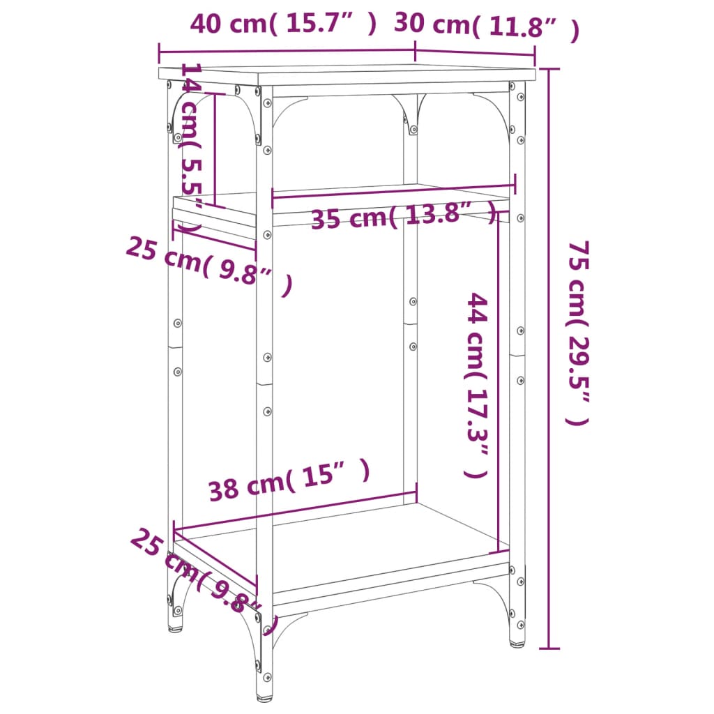 Beistelltisch Grau Sonoma 40x30x75 cm Holzwerkstoff