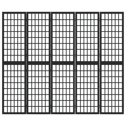 5-tlg. Paravent Japanischer Stil Faltbar 200x170 cm Schwarz