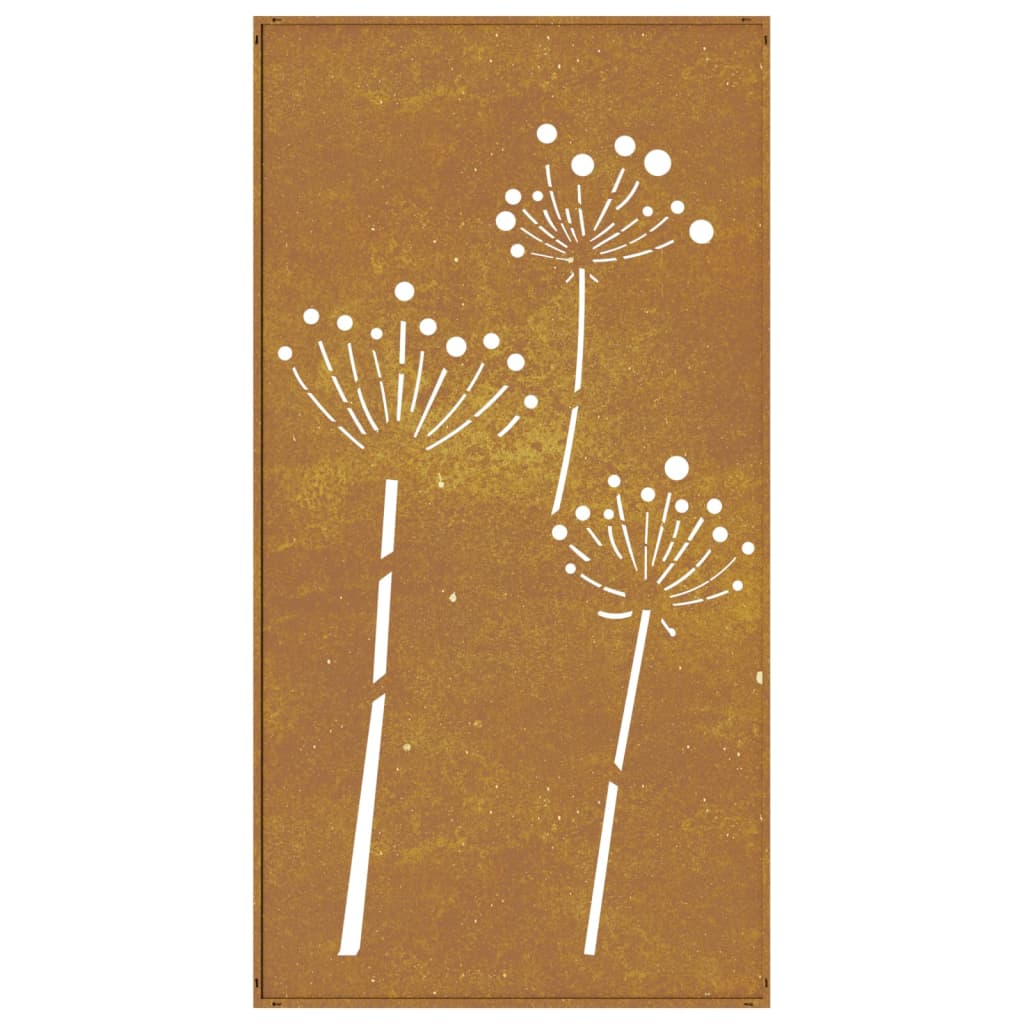 Garten-Wanddeko 105x55 cm Cortenstahl Blumen-Design