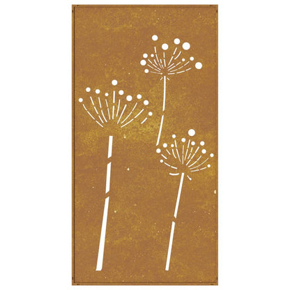 Garten-Wanddeko 105x55 cm Cortenstahl Blumen-Design