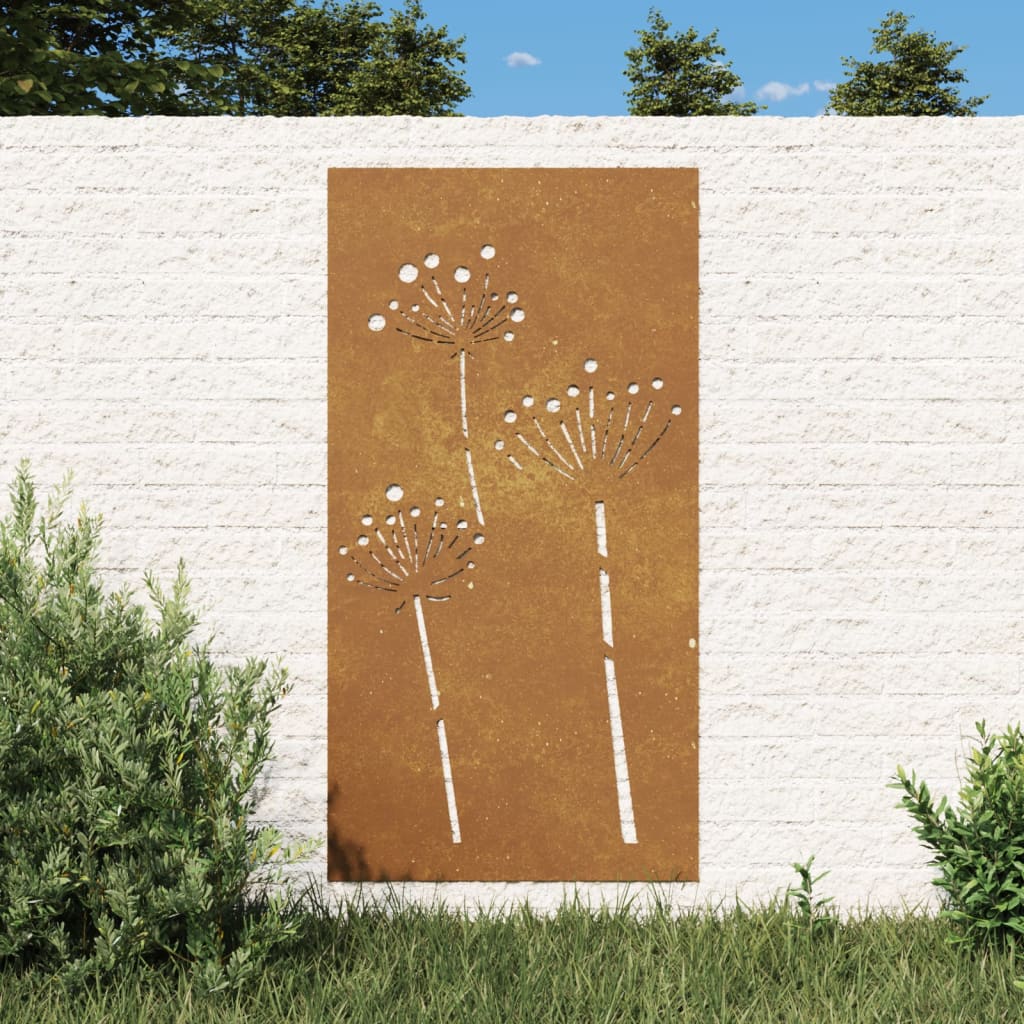 Garten-Wanddeko 105x55 cm Cortenstahl Blumen-Design