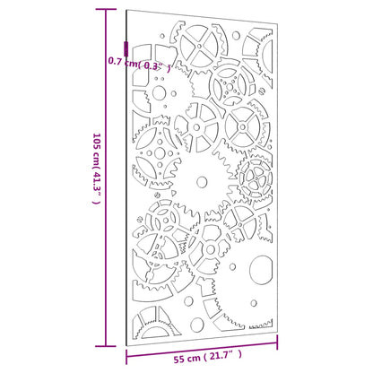Garten-Wanddeko 105x55 cm Cortenstahl Zahnrad-Design