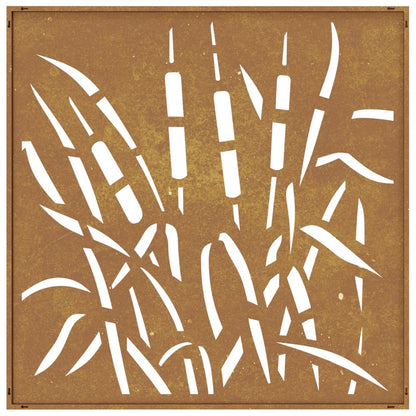 Garten-Wanddeko 55x55 cm Cortenstahl Gras-Design