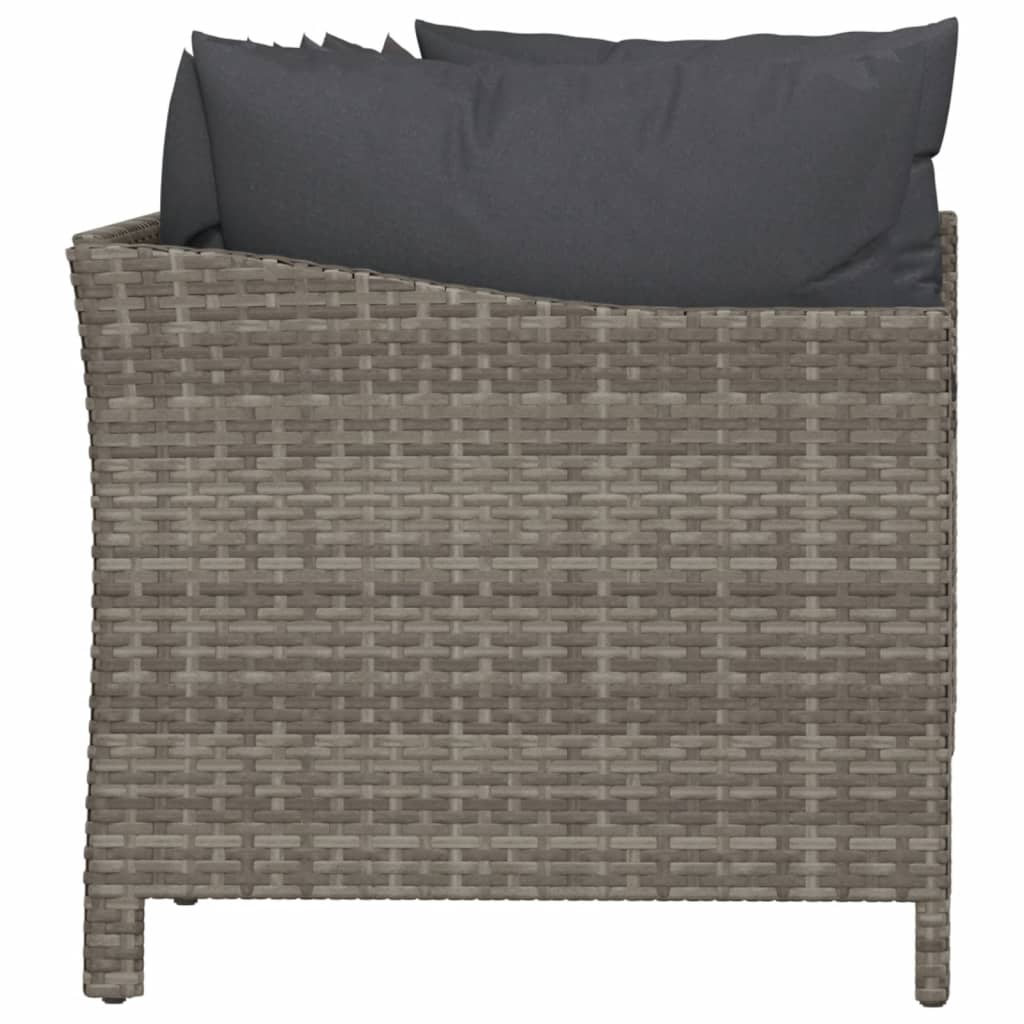 4-tlg. Garten-Lounge-Set mit Kissen Grau Poly Rattan