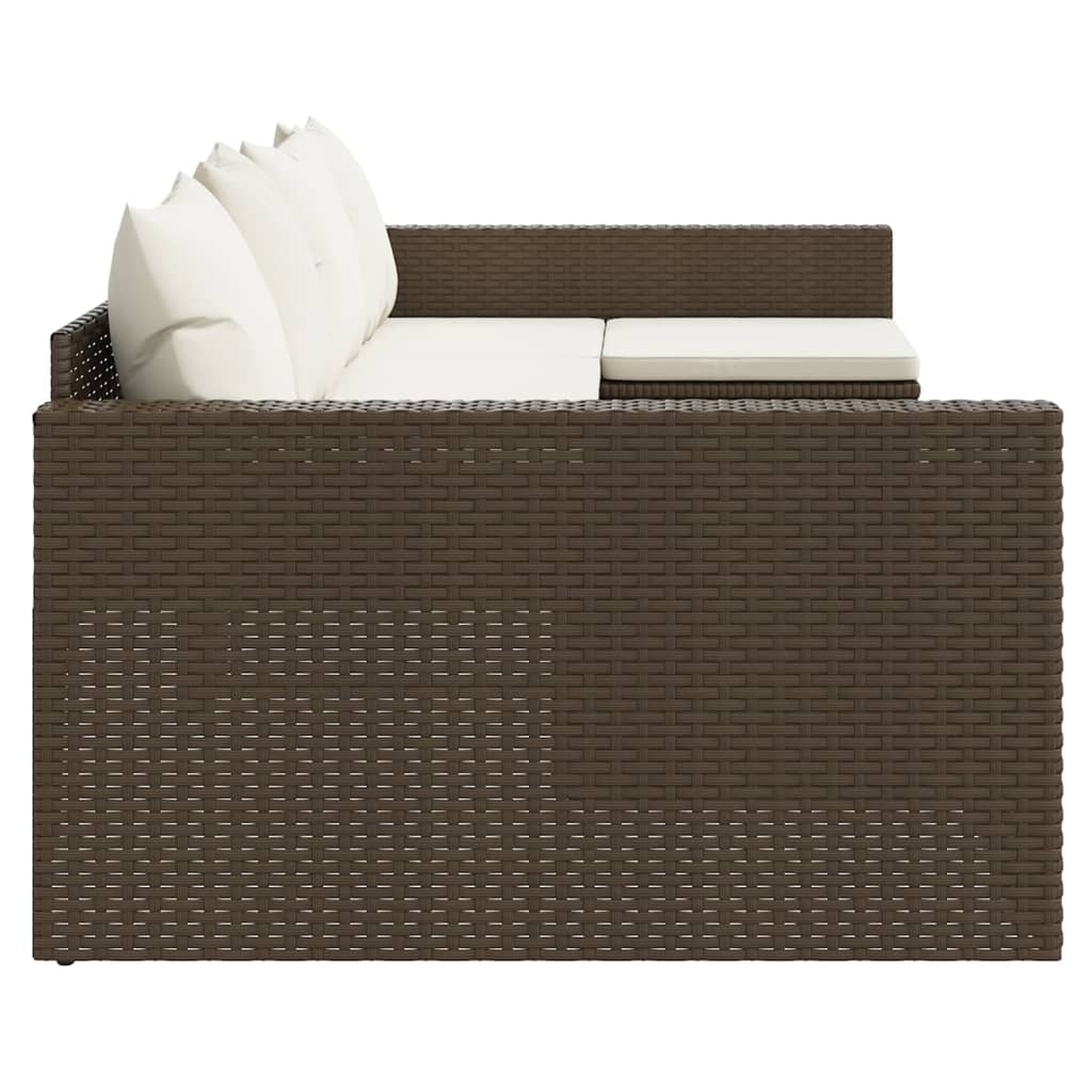 2-tlg. Garten-Lounge-Set mit Kissen Braun Poly Rattan