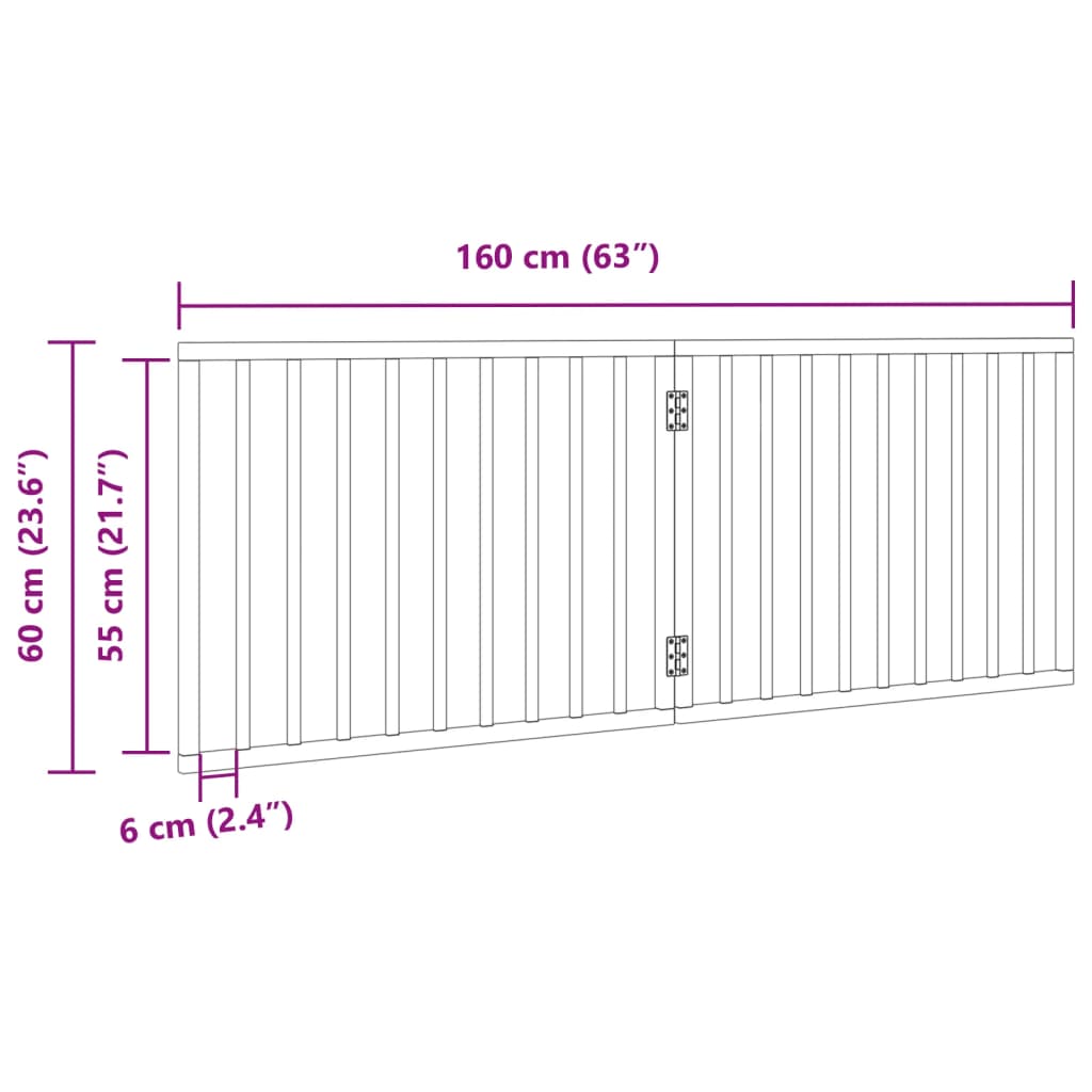 2-tlg. Hundetor Faltbar Schwarz 160 cm Pappelholz